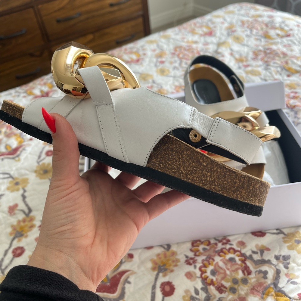 JW Anderson White Chain Link Leather Sandals - Picture 2 of 5